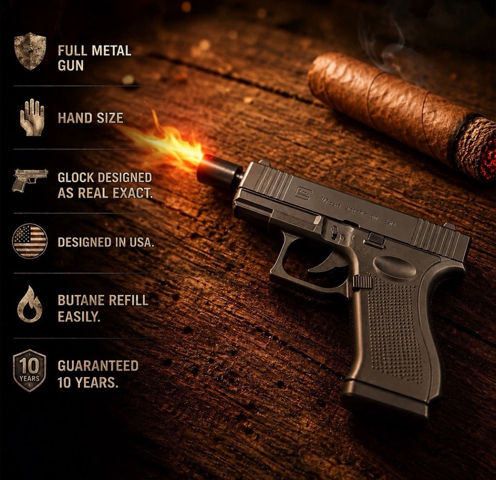 Gun Pistol LIGHTER Metal Jet Torch Flame. Full Glock Metal.