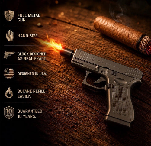 Gun Pistol LIGHTER Metal Jet Torch Flame. Full Glock Metal.